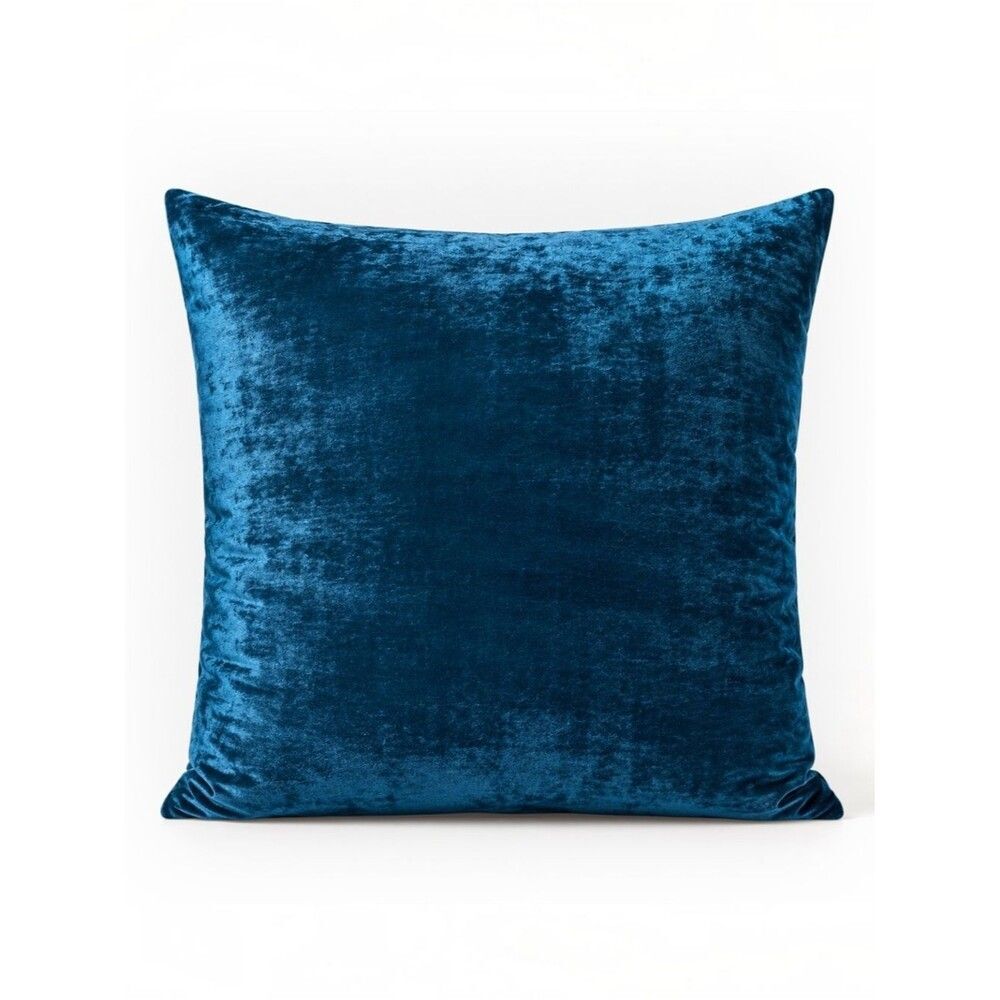 West Elm Velvet Pillow Covers Set of 2 Teal Blue 18x17 Decorative Accent Chic